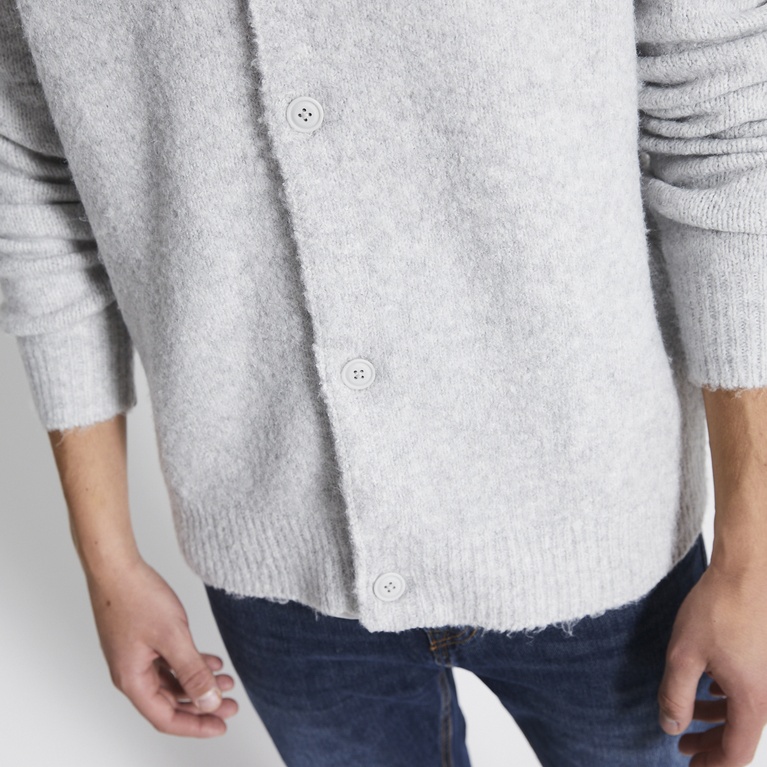 Knit cardigan "David" Light greymelange